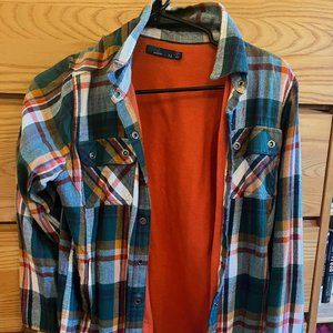 Prana Women's Charley Top (Green/Orange Lined Flannel) XS